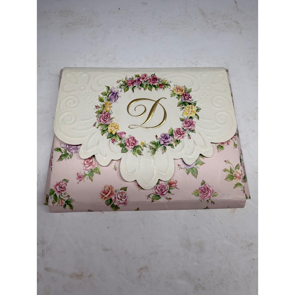 Carol Wilson Rose Garden Monogram D Initial Floral Embossed Stationery Set 9 ct